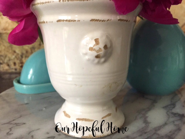 tuscan terra cotta vase PB knock-off thrift store find Our Hopeful Home