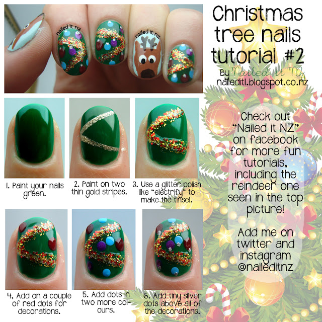 Christmas Tree nail art tutorial