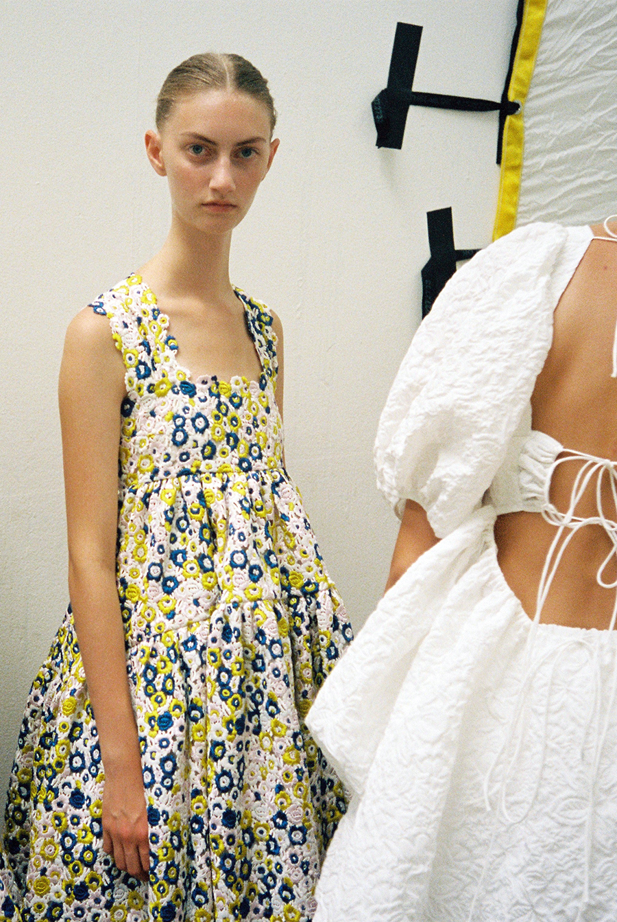 Backstage at Cecilie Bahnsen, Spring/Summer 2019. Copenhagen, Denmark ...