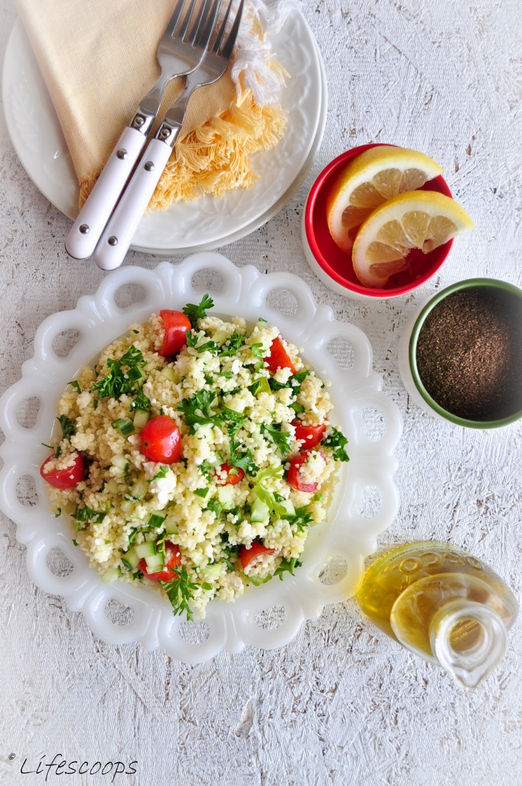 Life Scoops: Mediterranean Couscous Salad with Feta Cheese