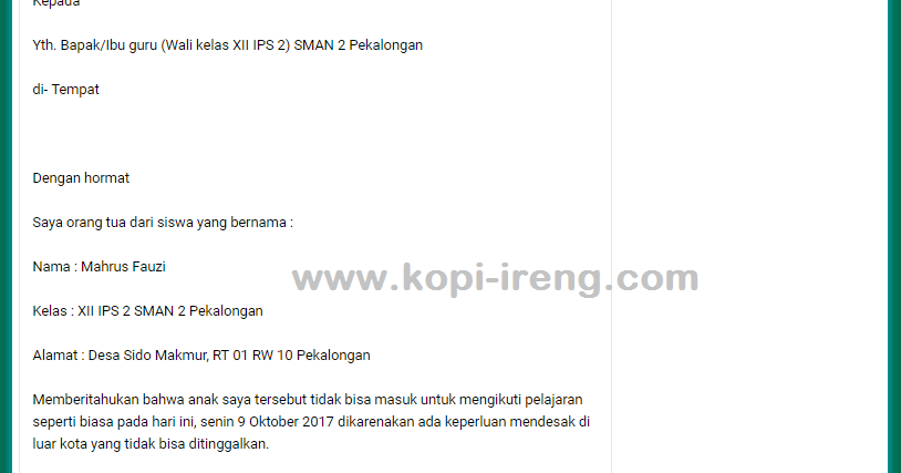Contoh Surat Izin Sakit Dalam Bahasa Lampung Surat 35