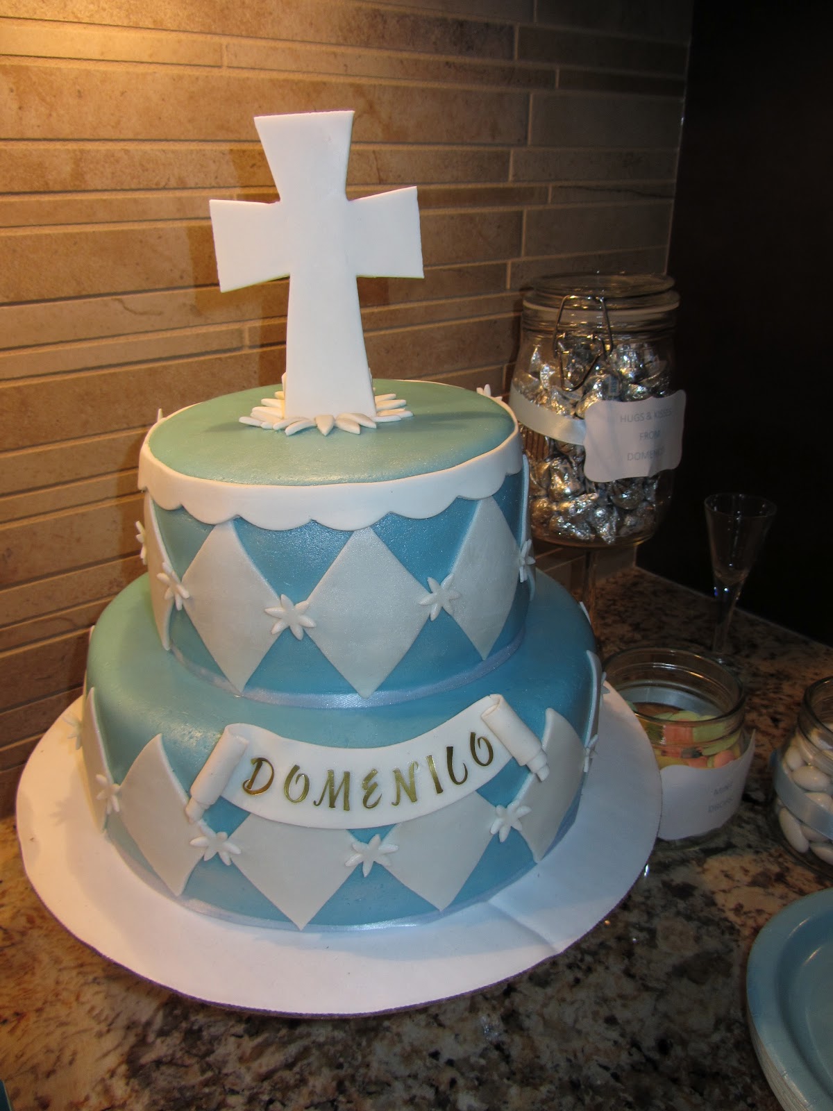 The Sweet Life! Baby Boy Baptism Cake!