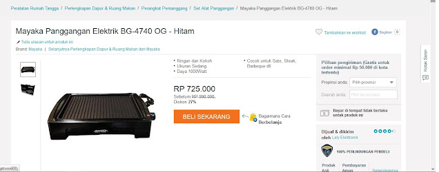 mayaka panggangan elektrik yang ada di lazada