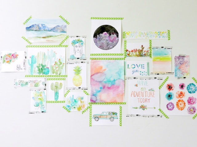 Watercolor Art Gallery with Washi Tape