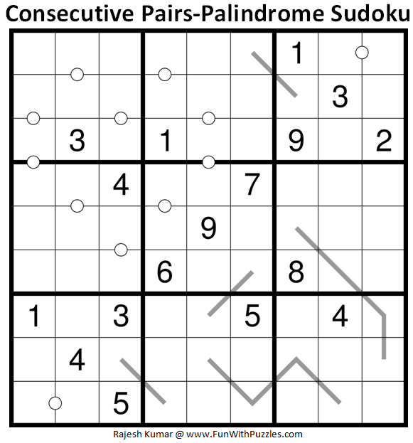 Consecutive Pairs-Palindrome-Hybrid Sudoku (Daily Sudoku League #224)