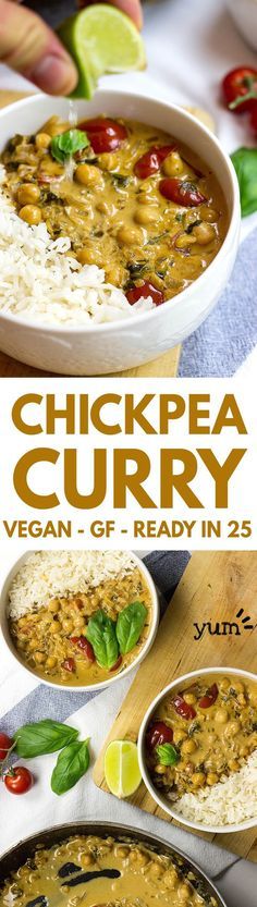 Vegan Chickpea Curry. Our awesome vegan take on the insanely popular dish. Ridiculously tasty and nutritious - just look at all that protein, fibre and iron