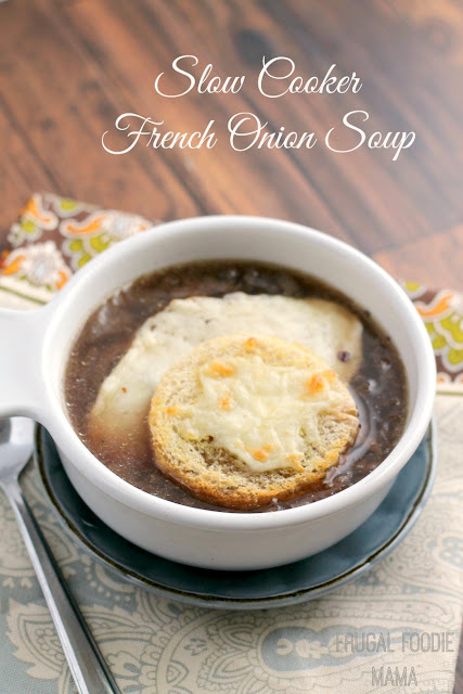 This rich and flavorful Slow Cooker French Onion Soup simmers away all day in your slow cooker.