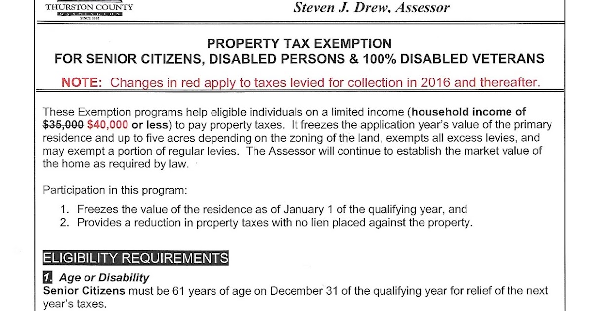 Thurston County Property Tax Relief Thurston County Property Tax Relief