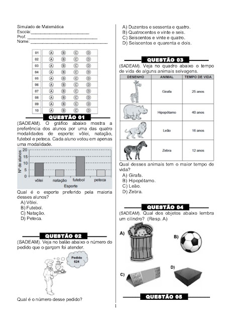 simulado matematica 3 ano fundamental