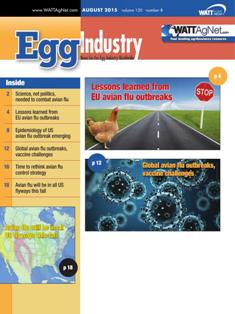 Egg Industry. News for the egg industry worldwide - August 2015 | TRUE PDF | Mensile | Professionisti | Tecnologia | Distribuzione | Uova
Egg Industry is regarded as the standard for information on current issues, trends, production practices, processing, personalities and emerging technology.
Egg Industry is a pivotal source of news, data and information for decision-makers in the buying centers of companies producing eggs and further-processed products.