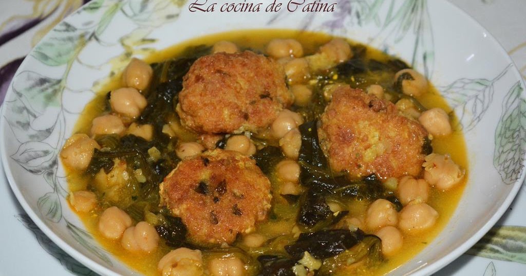 La cocina de Catina Garbanzos con espinacas y albóndigas de bacalao