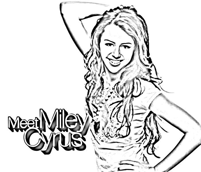 World Disney Hannah Montana Coloring Pages Miley Cyrus Happy