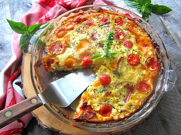 Once a Year Cherry Tomato, Cheddar & Corn Pie