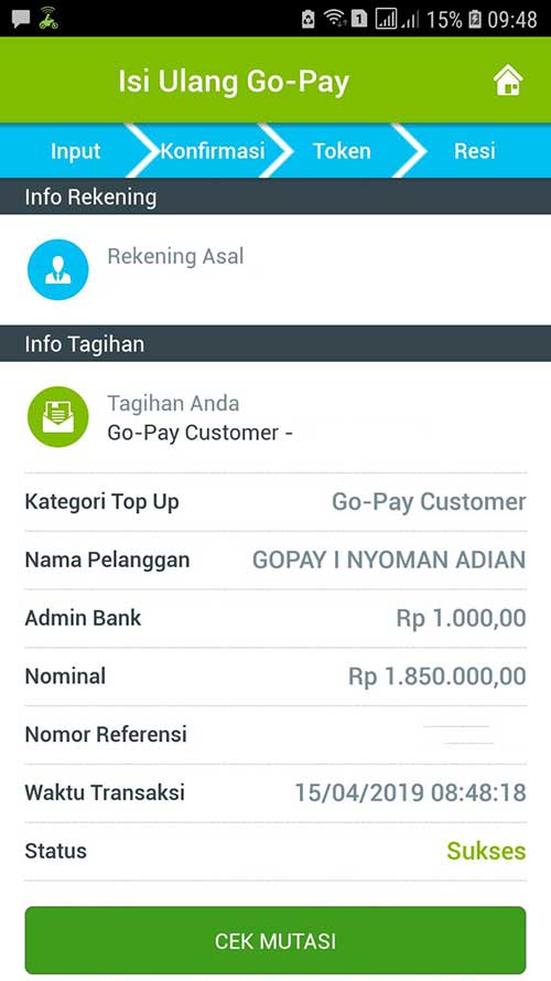 cara top up saldo go pay melalui