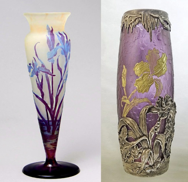 MATIN LUMINEUX Vases anciens aux Iris