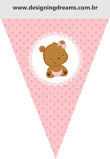 Teddy Bear in Polka Dots: Free Printable Mini Kit. Teddy Bear in Polka Dots Free Printable Bunting.