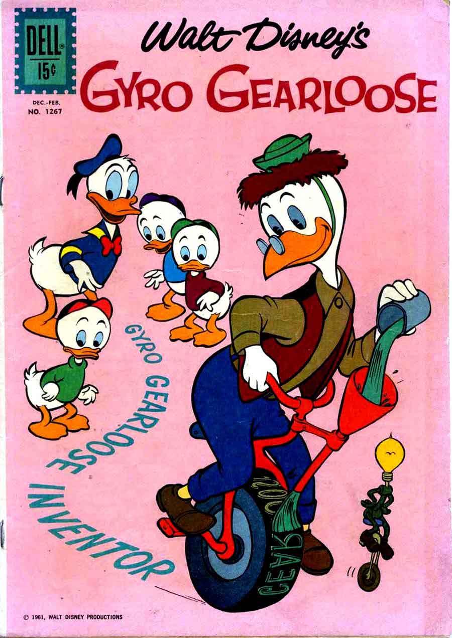 Gyro Gearloose / Four Color Comics #1267 dell silver age 1960s comic book cover art by Carl Barks