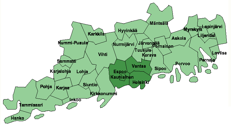 Suomen Kartta Alueellinen Kaupunki: Uudenmaan Kartta kaupunki
