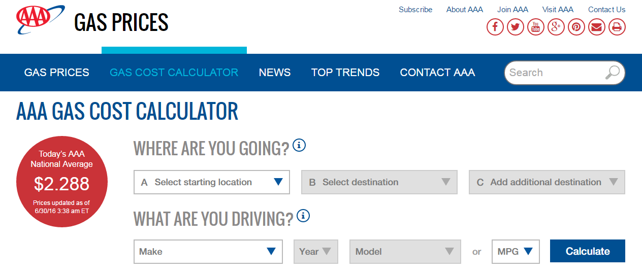 OutRiderr Plan Your Road Trip Cost To Drive TravelMath AAA Fuel