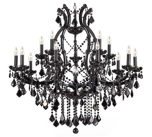 black chandelier with cristals