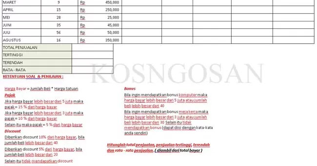 Soal Excel Untuk Administrasi Perkantoran Download File Guru