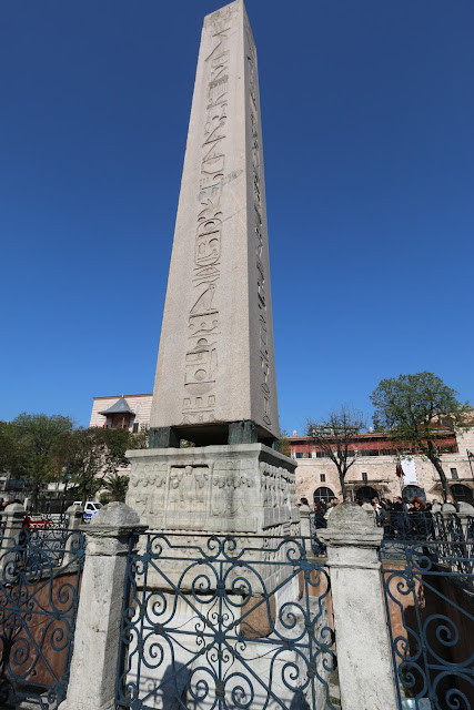 Obelisk of Thutmose III was brought over by Theodosius, the Great from Egypt in 390 and placed it on a marble pedestal until today at Hippodrome in Istanbul, Turkey Obelisk of Thutmose III was brought over by Theodosius, the Great from Egypt in 390 and placed it on a marble pedestal until today at Hippodrome in Istanbul, Turkey