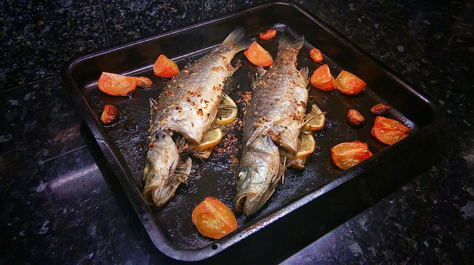 Justryingtoeat Cooking a whole fish herb stuffed sea bass
