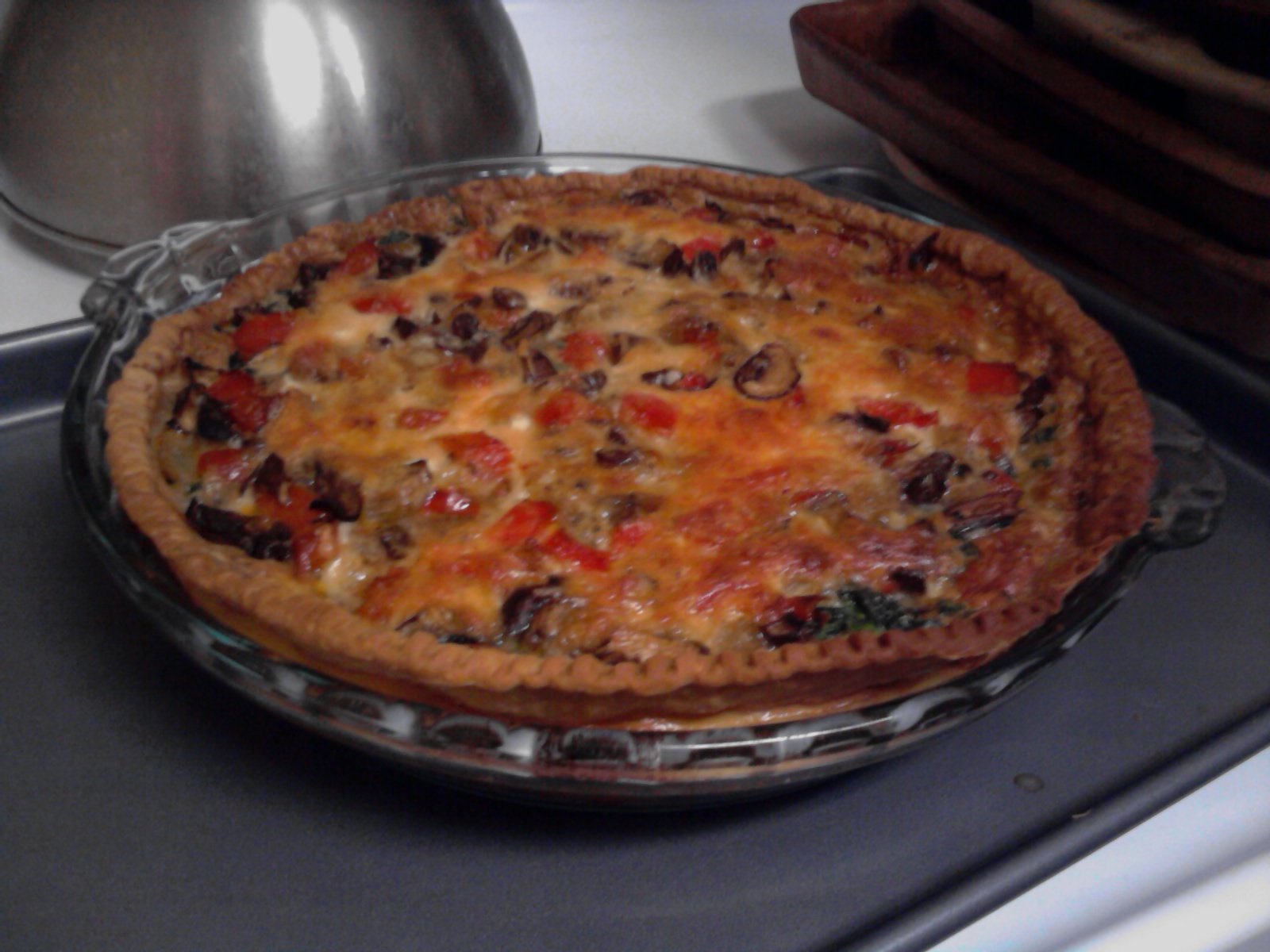 BarknKnit NRaWin2012 Spinach, Mushroom, Onion, Red Bell Pepper Quiche