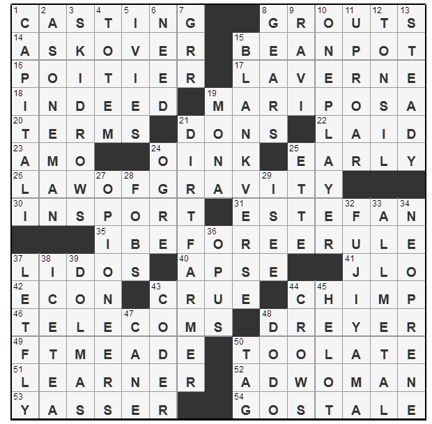 L A Times Crossword Corner Saturday