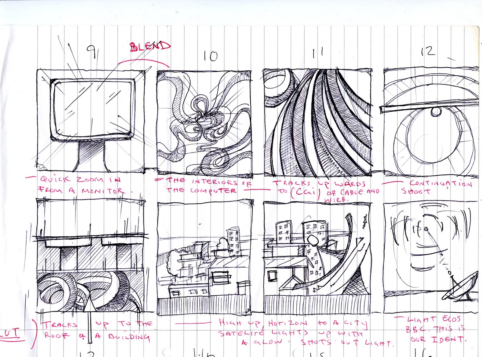 Visual effects bbc ident Storyboard