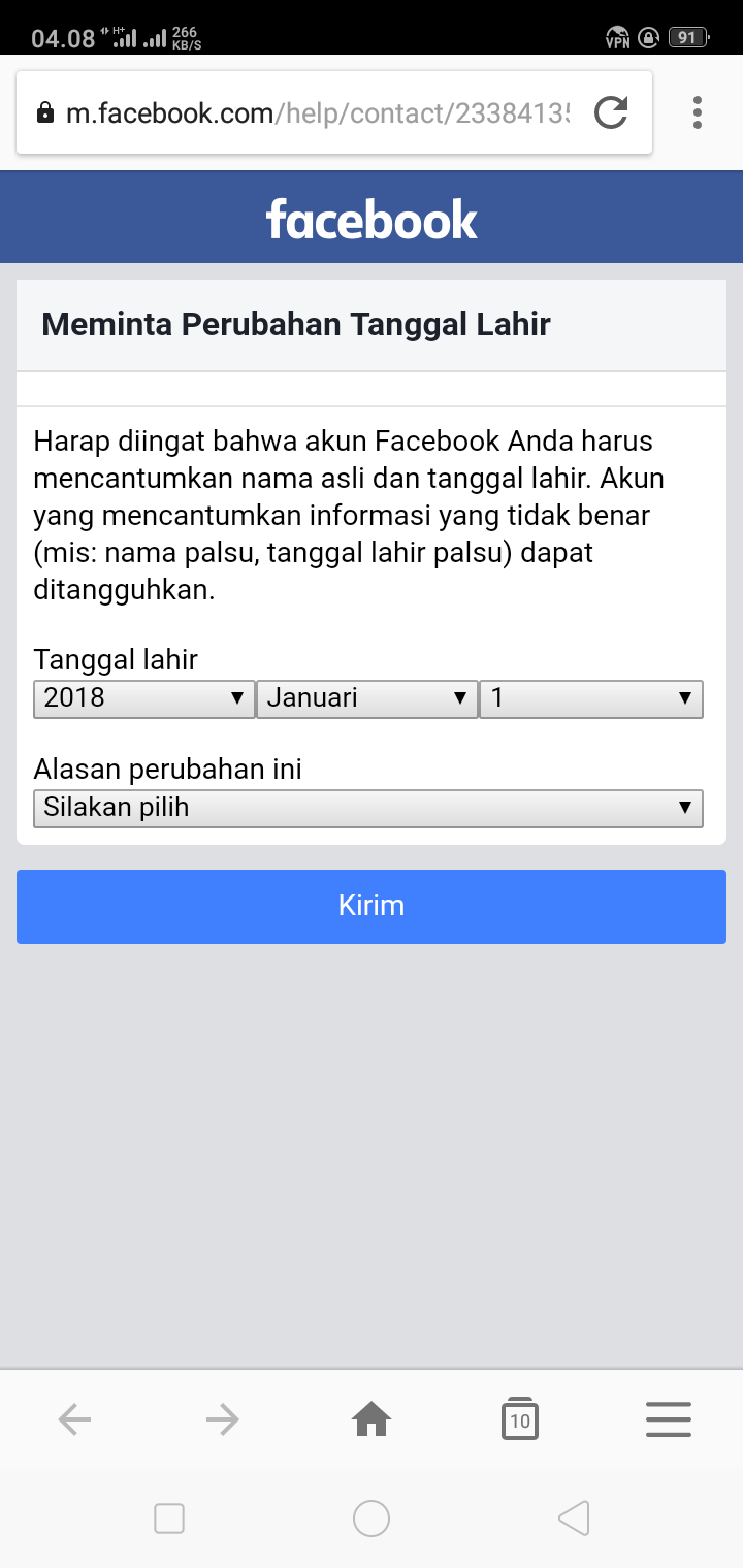 Cara Mudah Merubah Tanggal Lahir Facebook Yang Tidak Bisa Di Ganti Limit