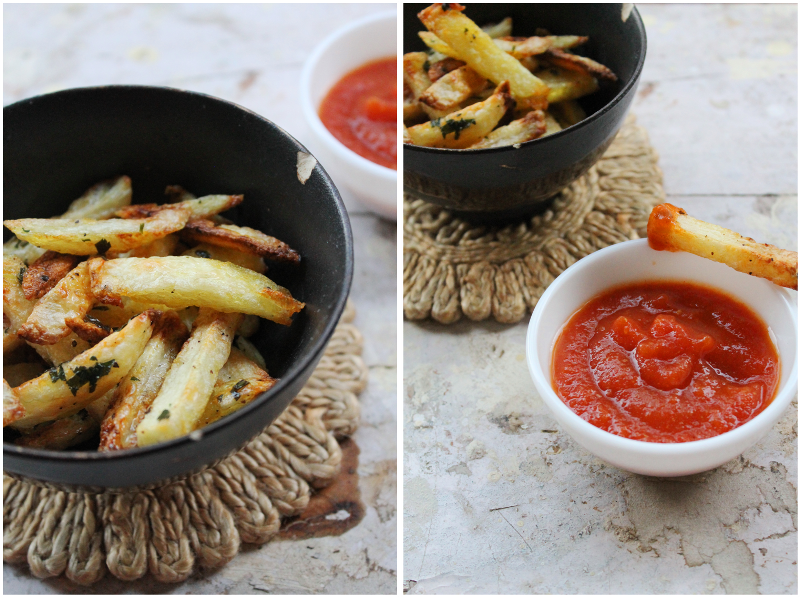 Baker in Disguise Oven Roasted Potato Chips with Homemade Tomato Ketchup