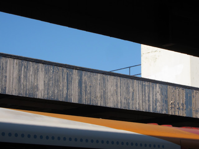 Top of carriage, roof with peeling pain, roof with railings, Southampton Station