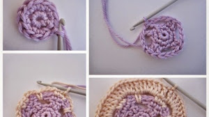 Granny circular tejido al crochet en varios colores con paso a paso en fotos