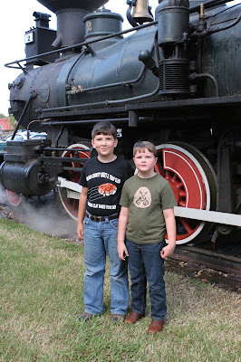 grayson and grant at the train