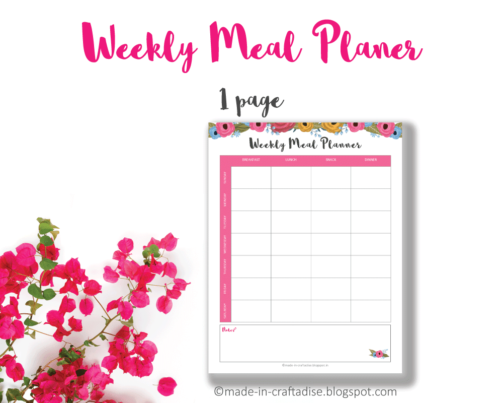 Weekly Meal Planner Printable PDF