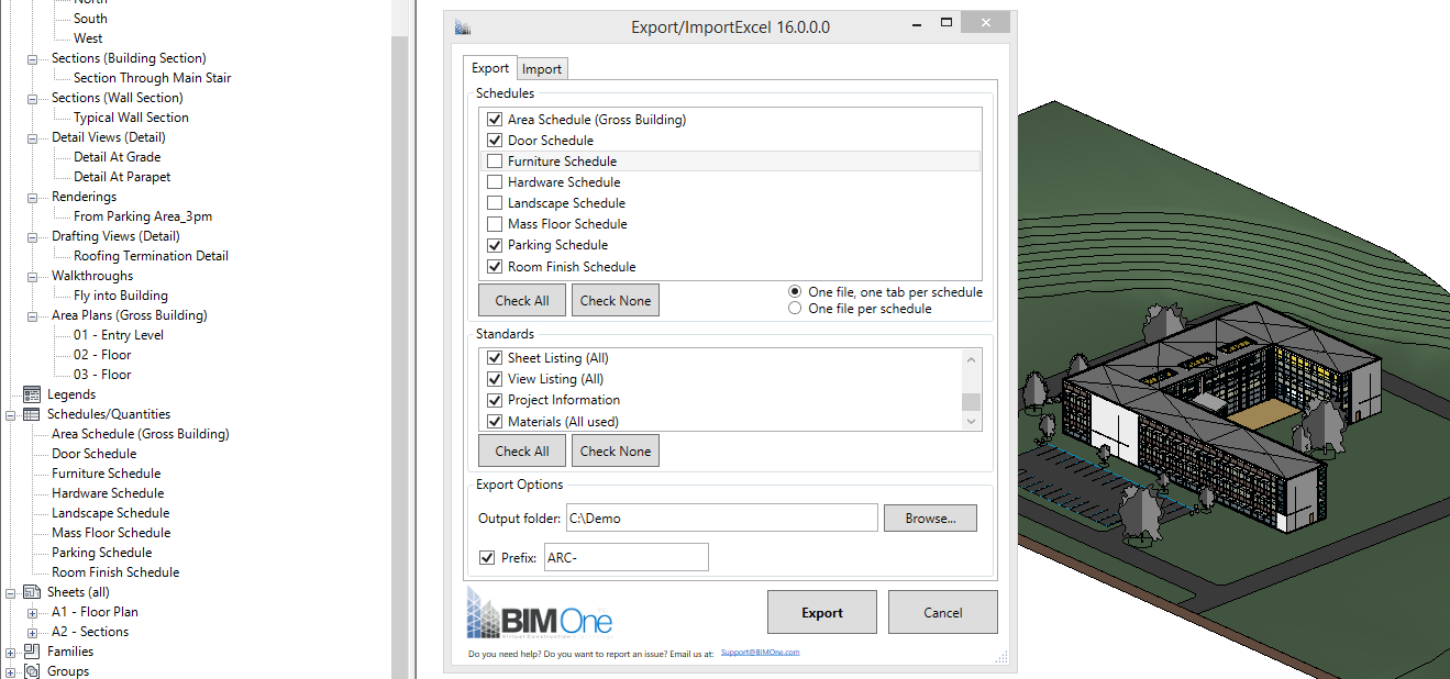 revit import excel