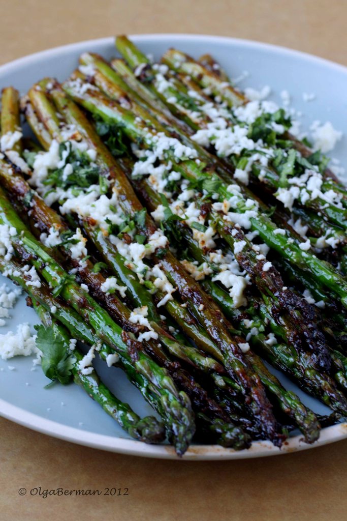 Mango & Tomato Pan Roasted Asparagus with Queso Fresco