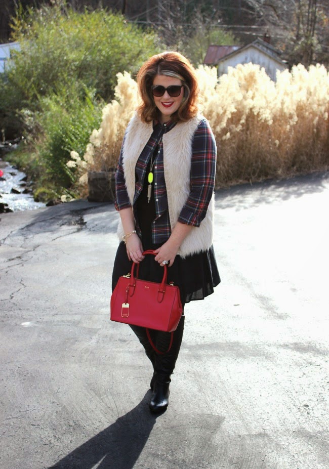 My Style: Plaid Blouse + Fur Vest | Julie Leah | A Southern Life ...