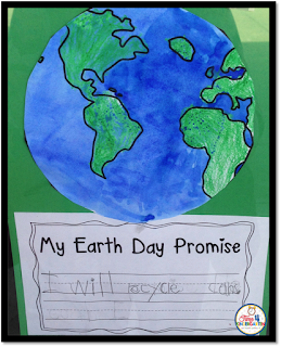 Earth Day art and writing project:  crayon resist and water color art 