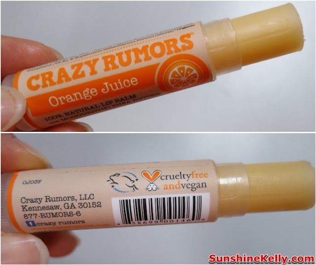 Crazy Rumors, orange juice lip balm, lip balm, hibiskiss lip color, lip color, product review, hi shop