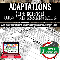 Life Science Just the Essentials Content Outlines, Next Generation Science, Outline Notes, Test Prep, Test Review, Study Guide, Summer School, Unit Reviews, Interactive Notebook Inserts