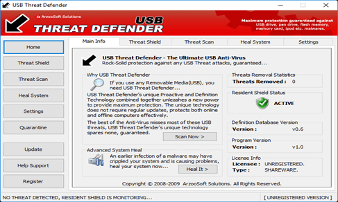مزايا برنامج فحص الفلاشة من الفيروسات USB Threat Defender