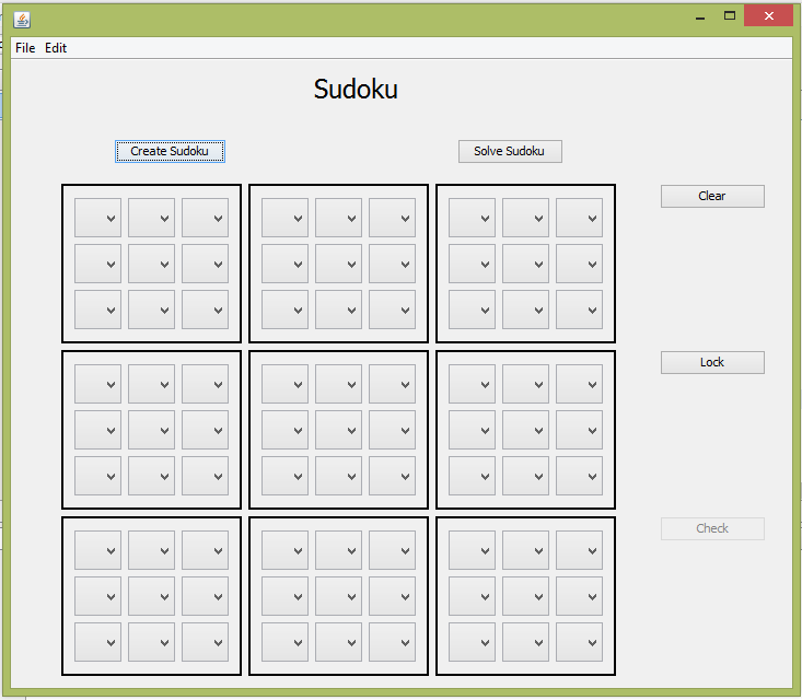 Algorithms and Datastructrues Sudoku with GUI in Netbeans