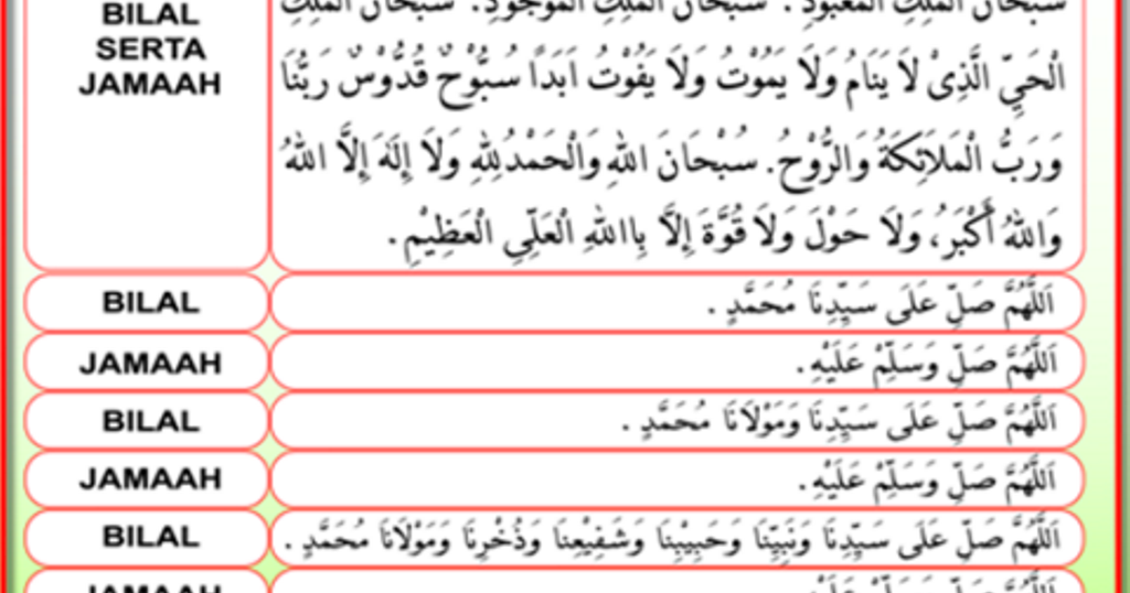 Selawat Terawih 8 Rakaat - Surah Solat Tarawih Lapan Rakaat Docx