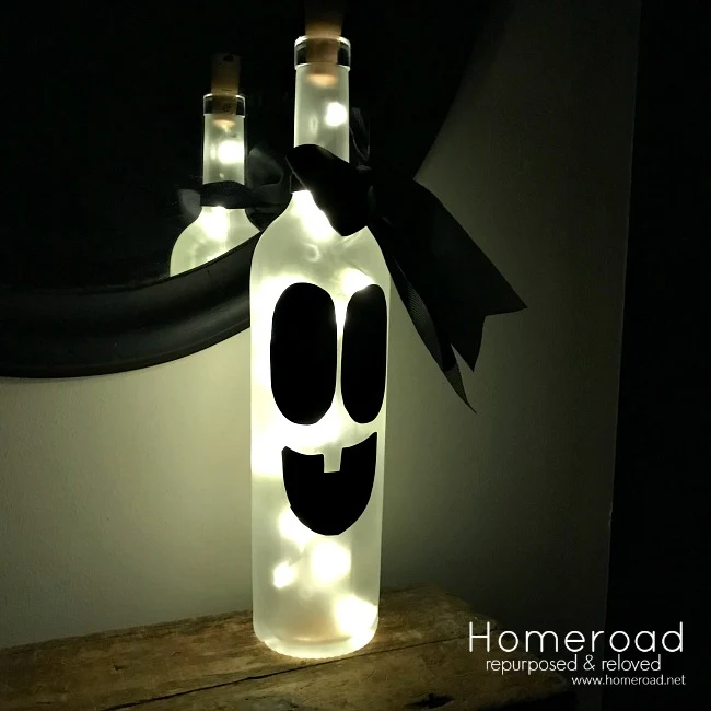 Wine bottle ghost with lights