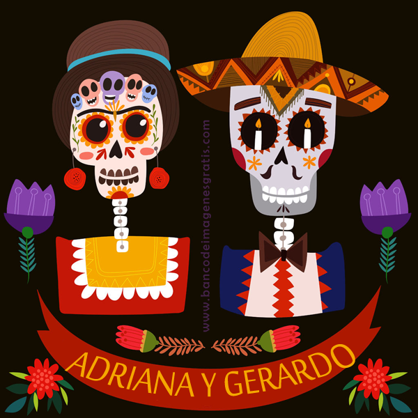 Banco de Imágenes Gratis: Catrina y Catrín con nombres de parejas para el  #DíadeMuertos (Busca o pide tus nombres)