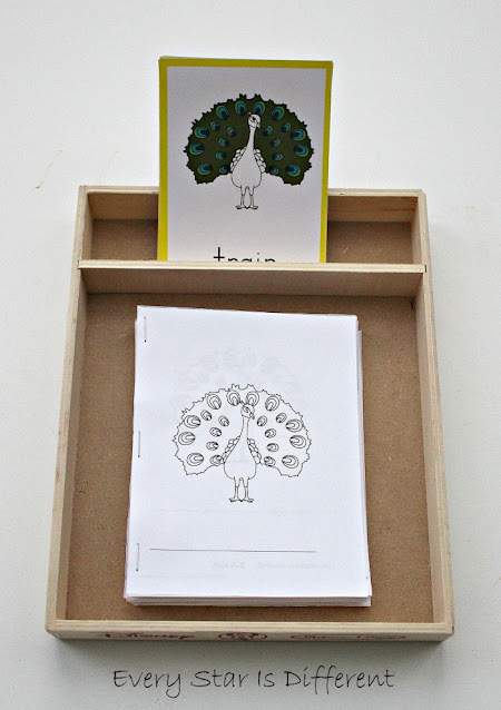 Montessori-inspired Parts of a Peacock cards and book