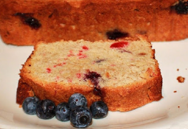 this is a banana bread with blueberries and coconut. A recipe on how to make this from scratch