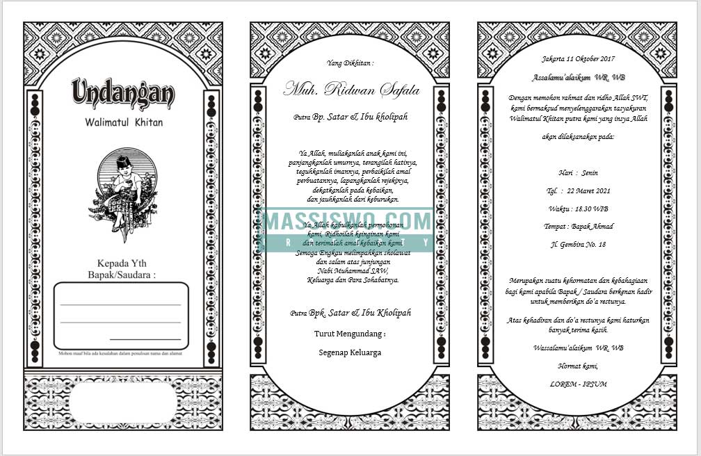 17+ Undangan Walimatul Khitan Format Word (Bisa di Edit) - Massiswo.Com
